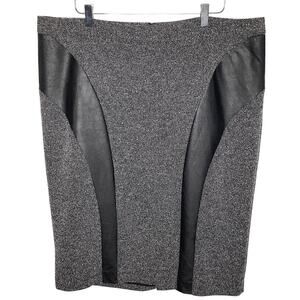 Lane Bryant Black Gray Fleck Black Faux Leather Plus Size Pencil Skirt Sz 20